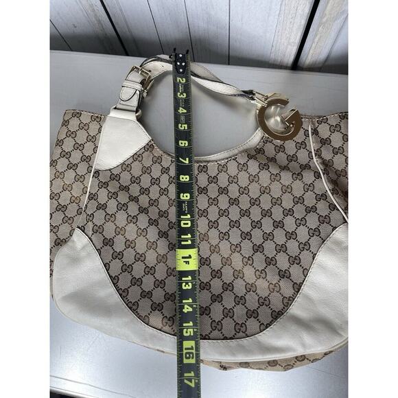Gucci GG Canvas & Leather Charlotte Medium Shoulder Bag Monogram Hobo - Picture 15 of 16